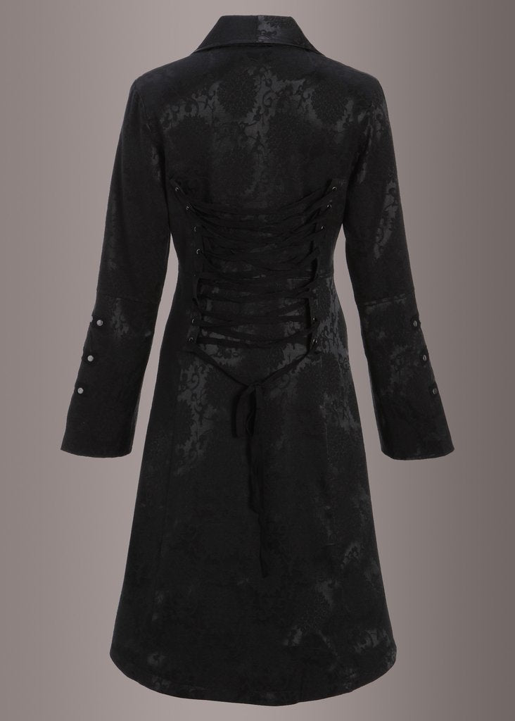 Black Brocade Gothic Pirate Coat - Concordia Style Boutique