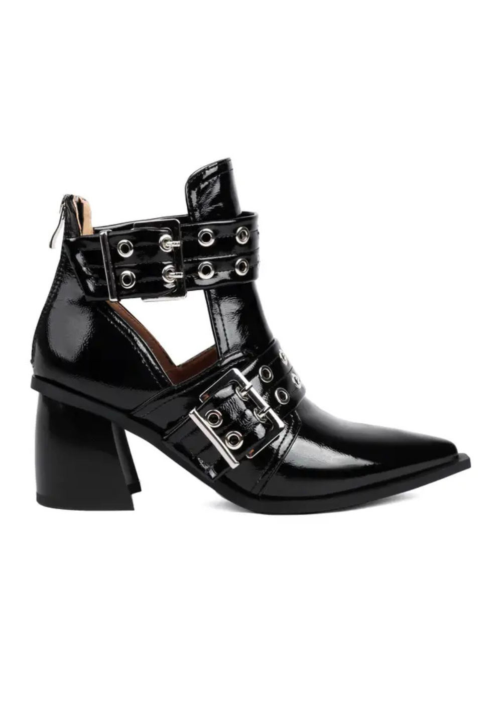 Rebel Heart Black Buckle Pointed Toe Ankle Boots - Concordia Style Boutique