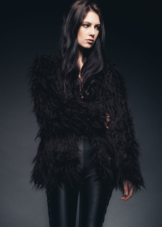 Bad Reputation Black Faux Fur Shaggy Jacket - Concordia Style Boutique