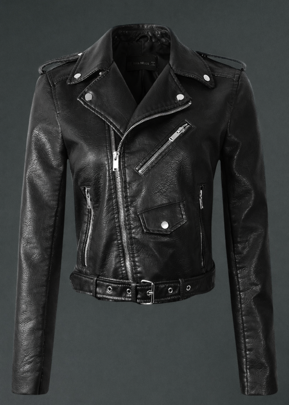 Midnight Rider Vegan Leather Moto Biker Jacket