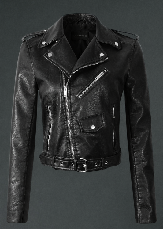 Midnight Rider Vegan Leather Moto Biker Jacket