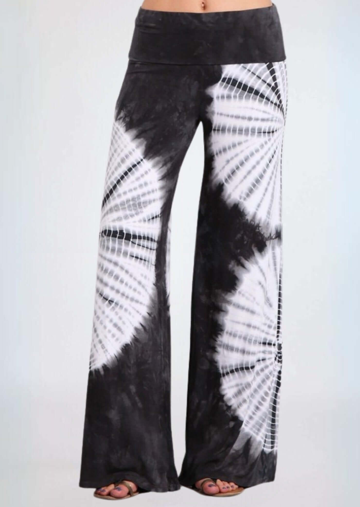Groovy Grey Tie Dye Palazzo Pants Made in USA - Concordia Style Boutique