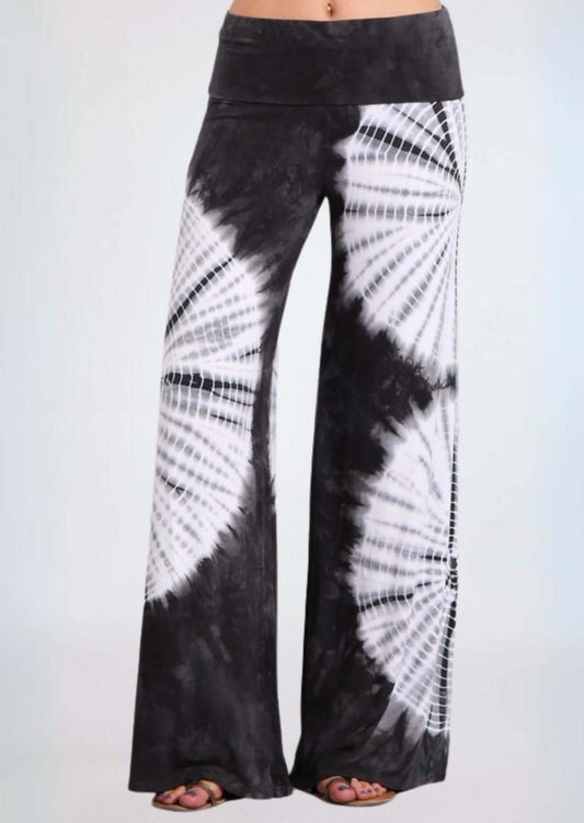 Groovy Grey Tie Dye Palazzo Pants Made in USA - Concordia Style Boutique