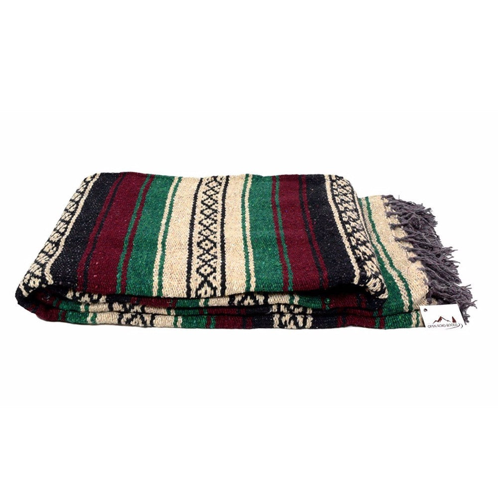 Maroon & Green Mexican Super Falsa Blanket - Concordia Style Boutique