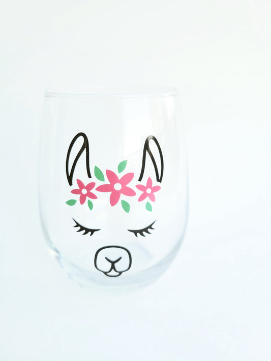 Blissful Alpaca Wine Glass