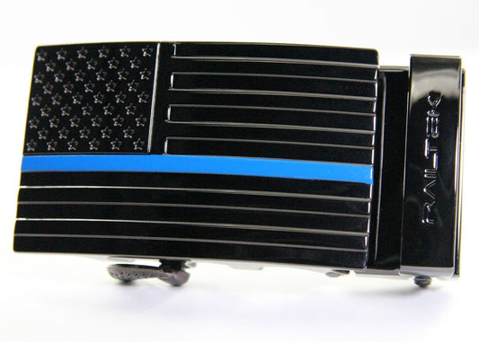 Blue Line American Railtek™ Belt Buckle - Premium Buckles from ODION - Just $19.95! Shop now at Concordia Style Boutique