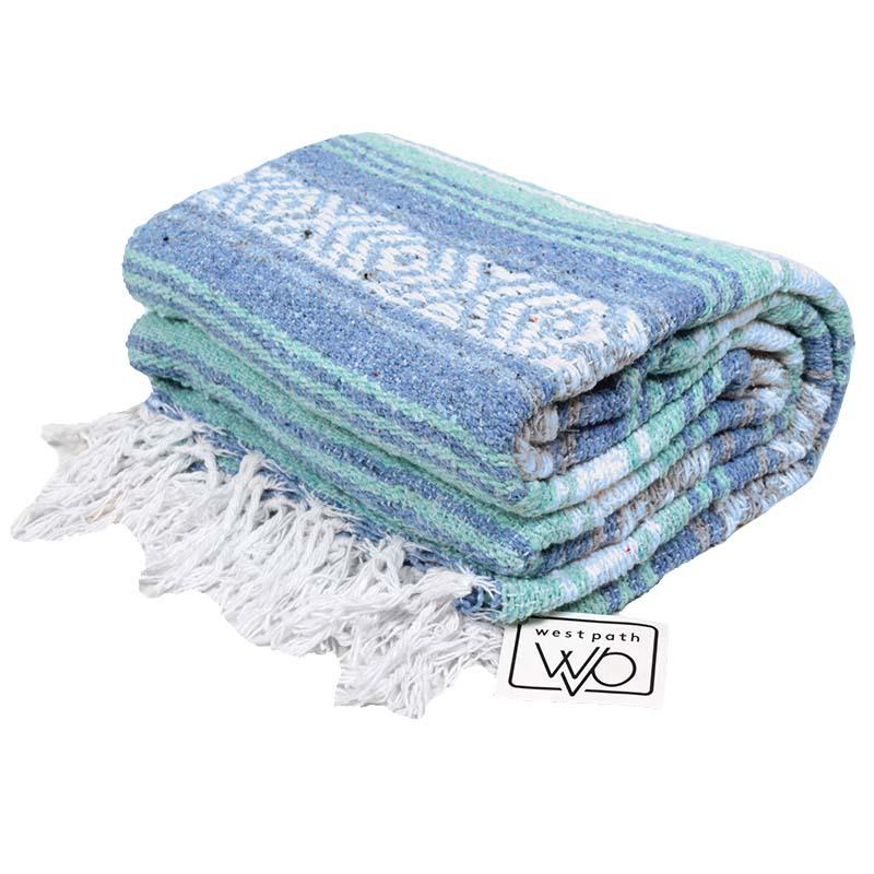 Mint Blue Ocean Mexican Falsa Yoga Blanket - Concordia Style Boutique