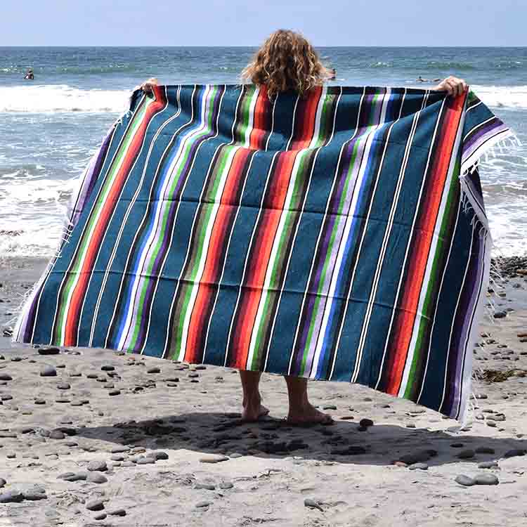 100% Cotton Blue Serape Blanket - Concordia Style Boutique
