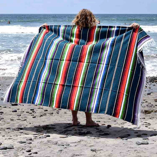 100% Cotton Blue Serape Blanket - Concordia Style Boutique