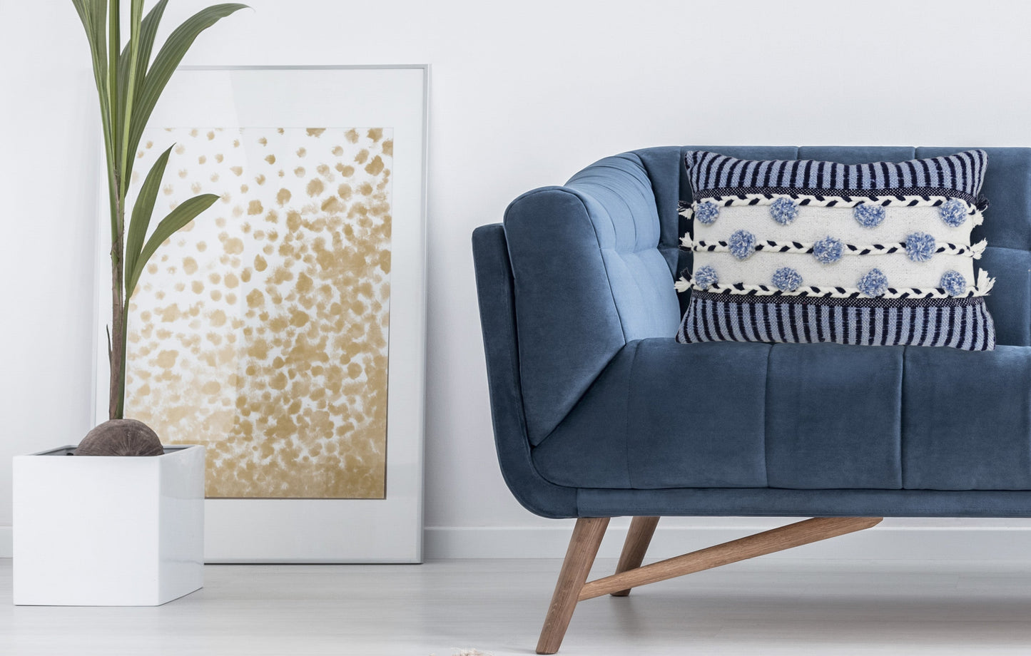 Striped Throw Pillow with Braid and Tassels 14"x20"