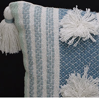 Accent Pillow with Large Poms and Corner Tassels 14" x 20" with Insert