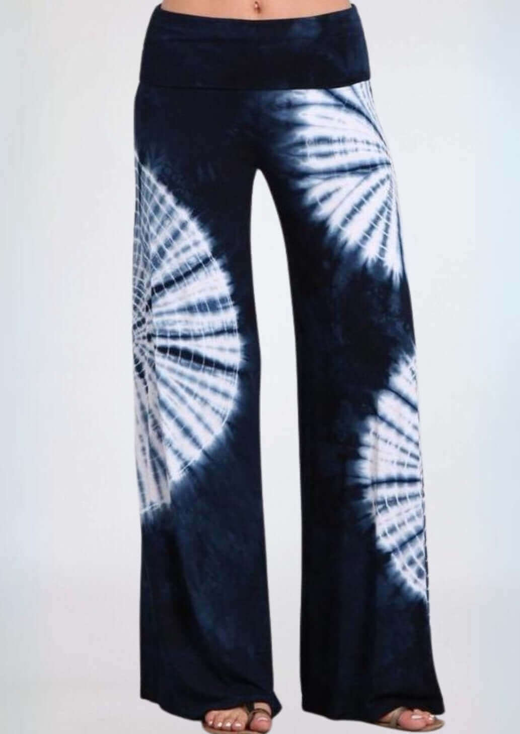 Nautical Navy Tie Dye Palazzo Pants Made in USA - Concordia Style Boutique