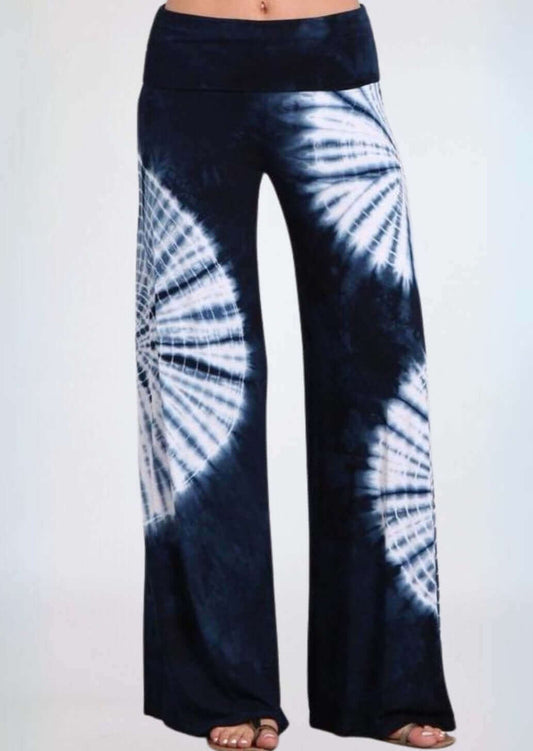 Nautical Navy Tie Dye Palazzo Pants Made in USA - Concordia Style Boutique