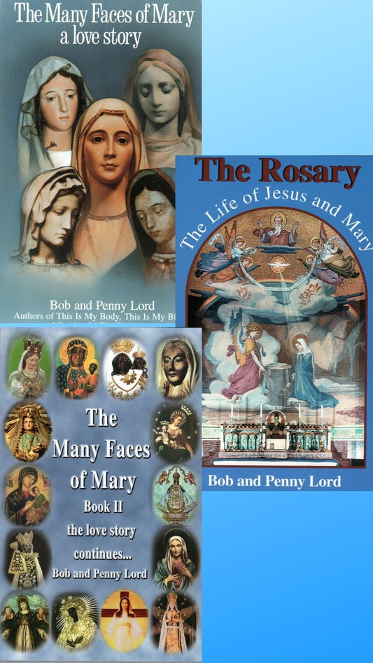 Many Faces of Mary Books 1 and 2 and The Rosary, The LIfe of Jesus and Mary  Books Classic Free Shipping