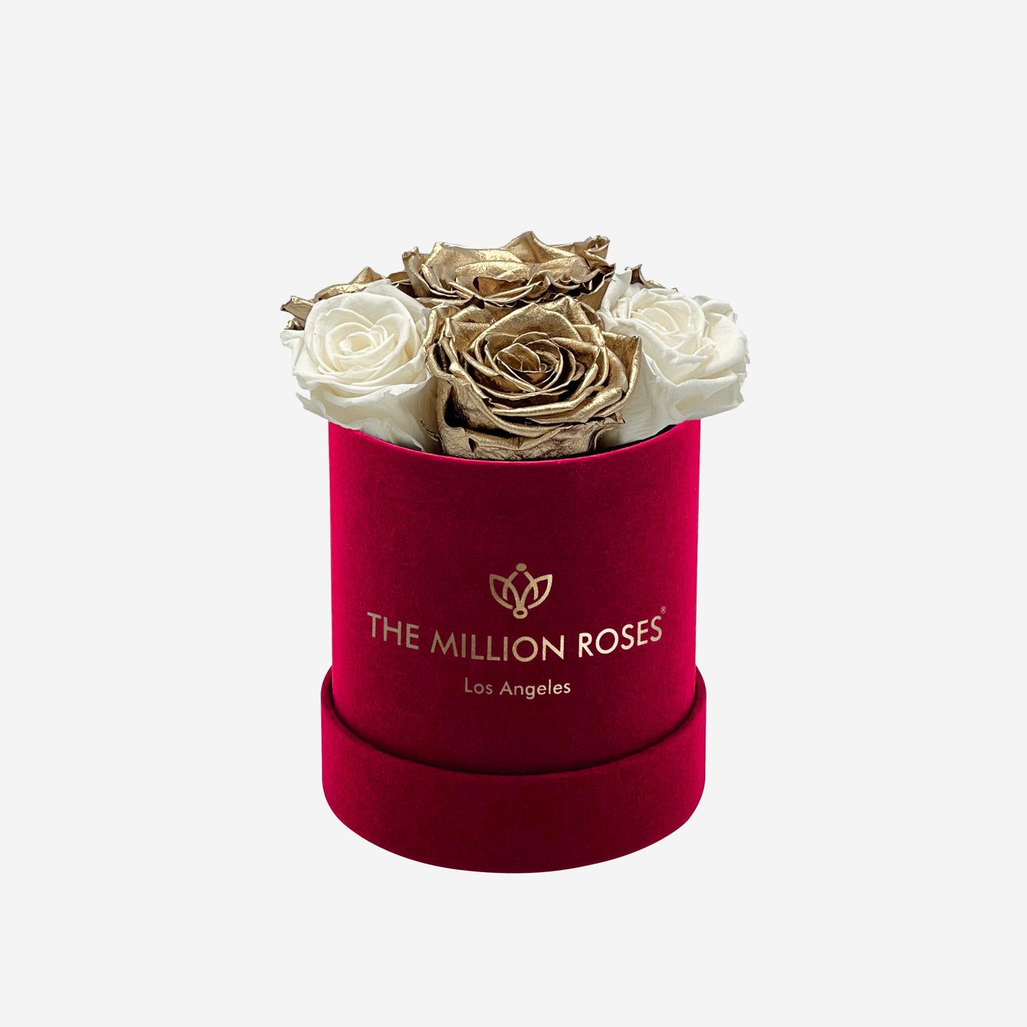 Basic Bordeaux Suede Box | White & Gold Roses