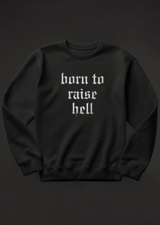 Born to Raise Hell Sweatshirt Rock n Roll Sweater - Concordia Style Boutique