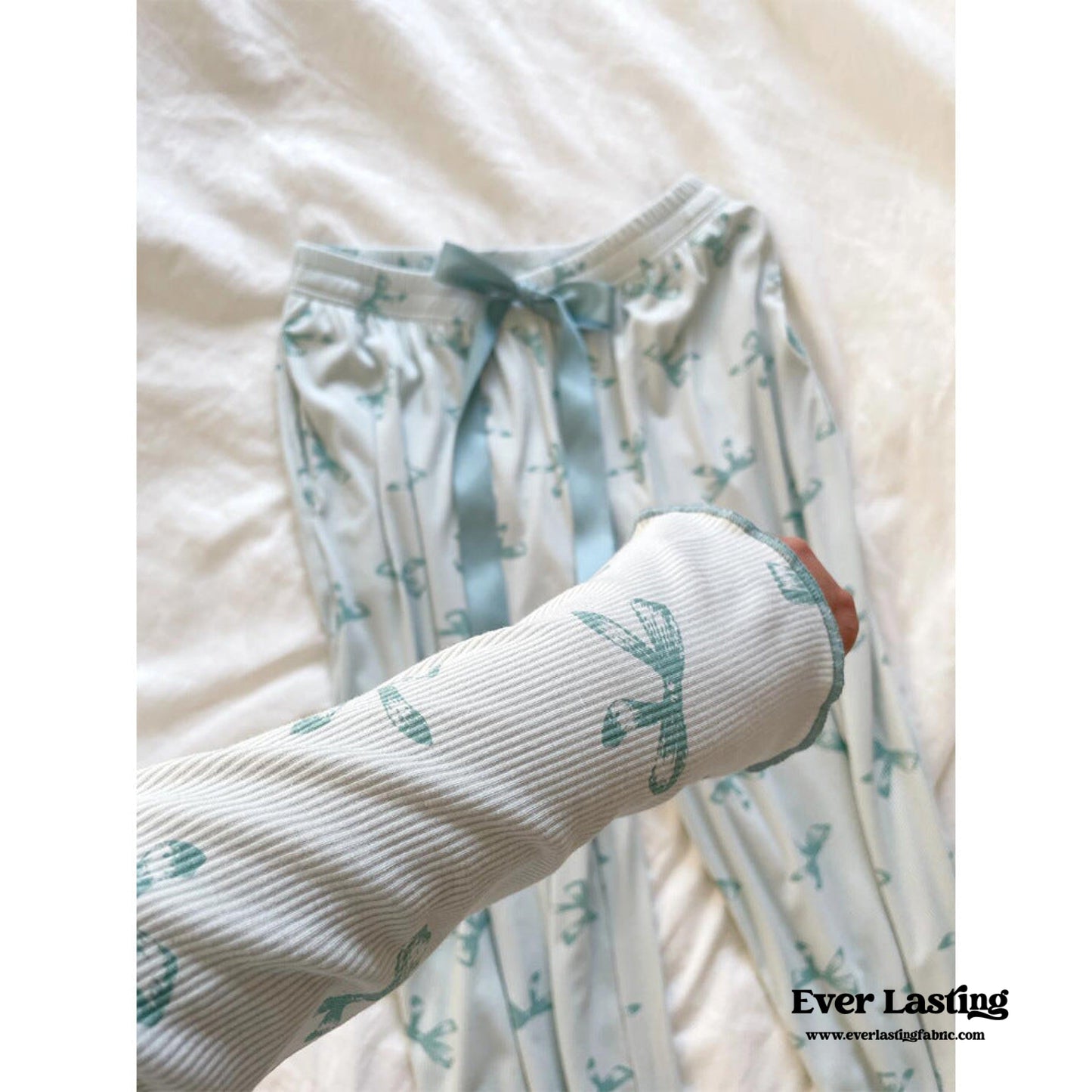 Bow V Neck Modal Pajama Set / Black