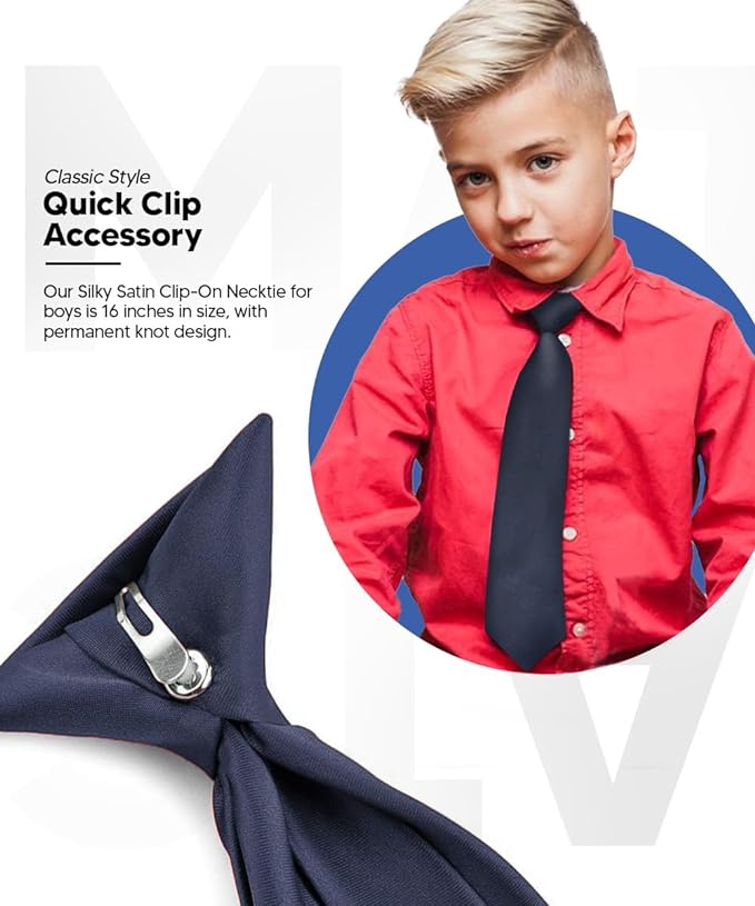Vittorio Farina Boy's Satin Clip Necktie