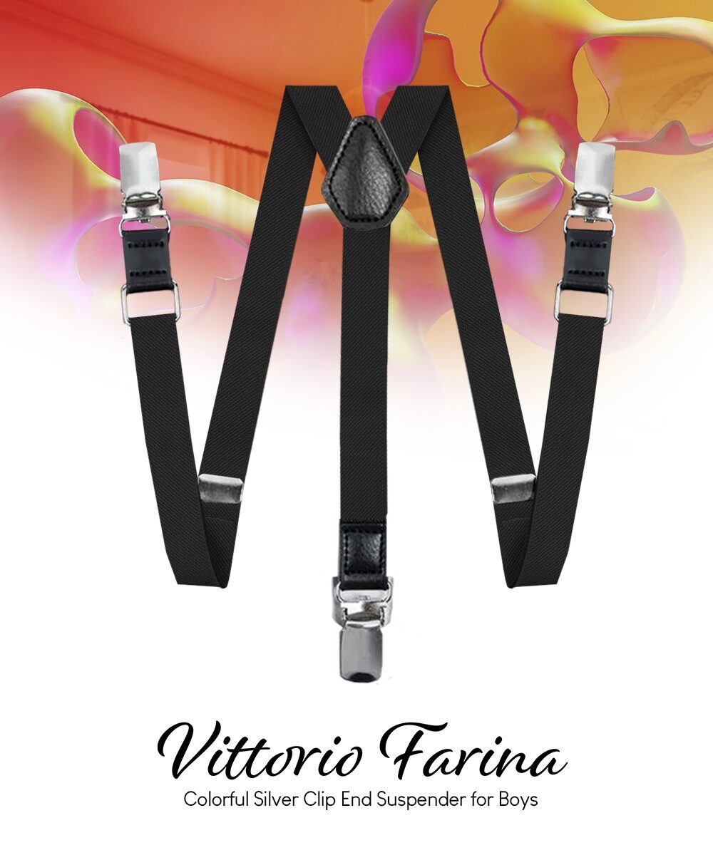 Vittorio Farina Boy's Clip End Suspender with Silver Hardware in Gift Box: 70% Polyester & 30% - Concordia Style Boutique