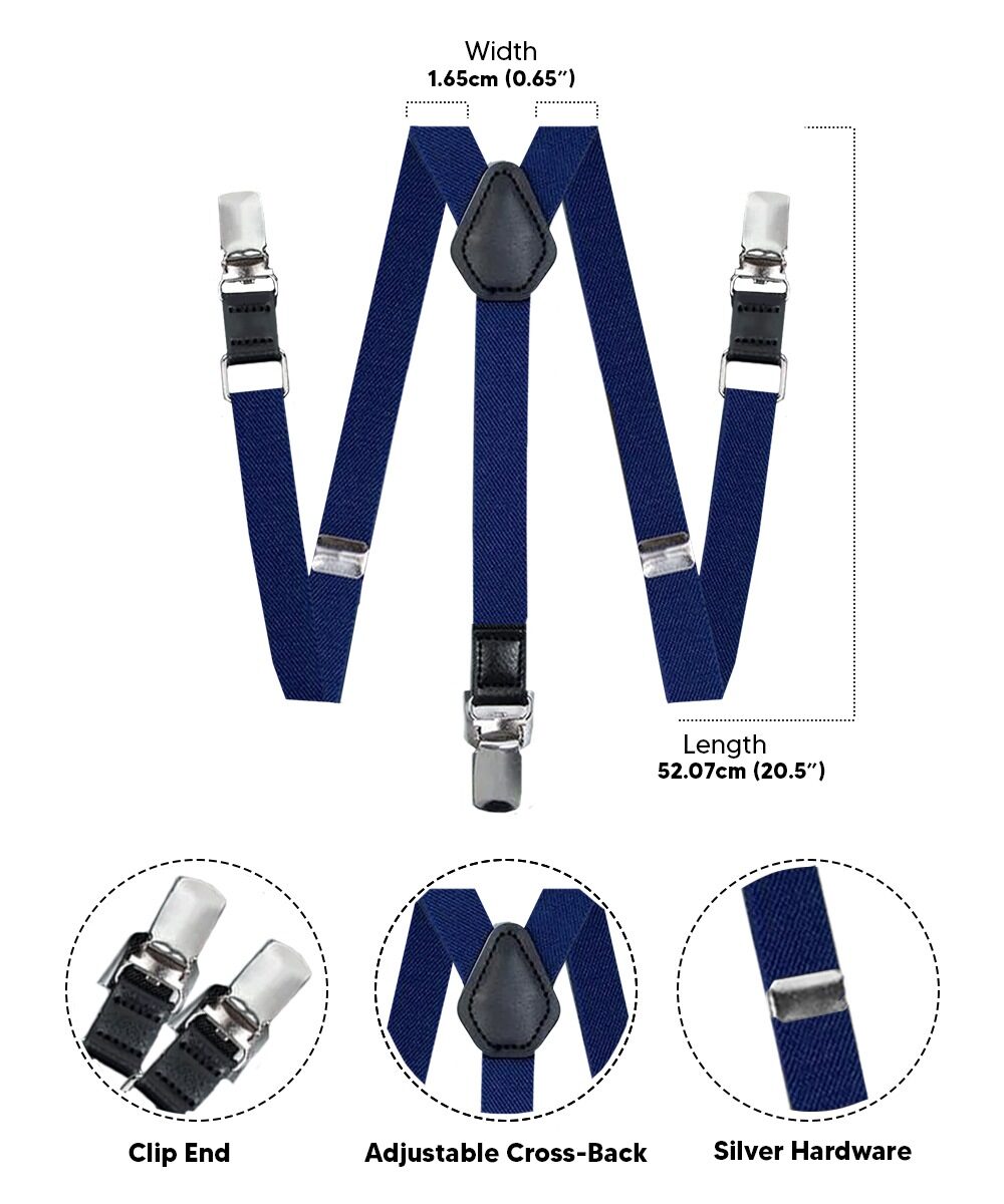 Vittorio Farina Boy's Clip End Suspender with Silver Hardware in Gift Box: 70% Polyester & 30% - Concordia Style Boutique