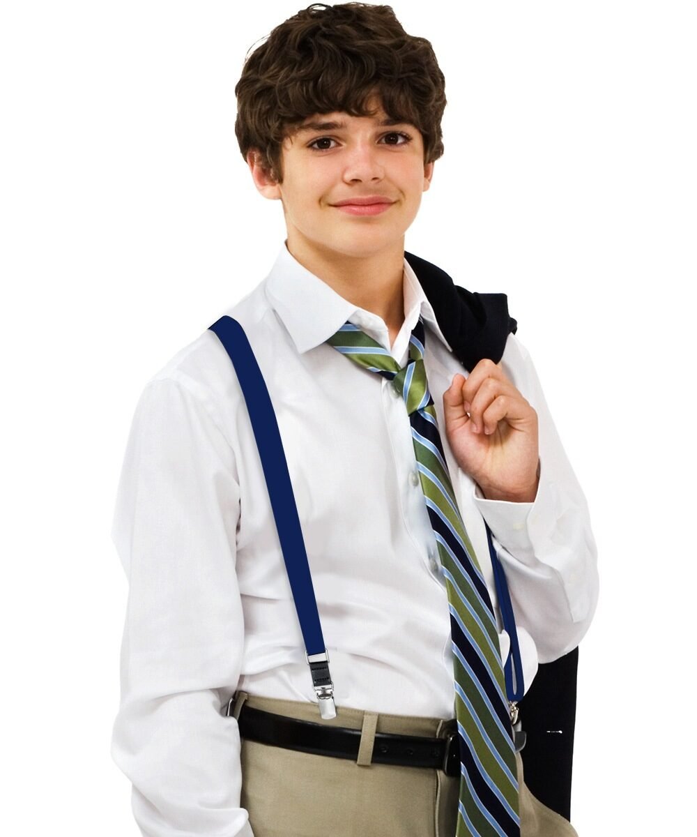 Vittorio Farina Boy's Clip End Suspender with Silver Hardware in Gift Box: 70% Polyester & 30% - Concordia Style Boutique