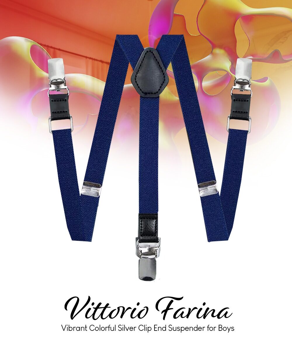 Vittorio Farina Boy's Clip End Suspender with Silver Hardware in Gift Box: 70% Polyester & 30% - Concordia Style Boutique