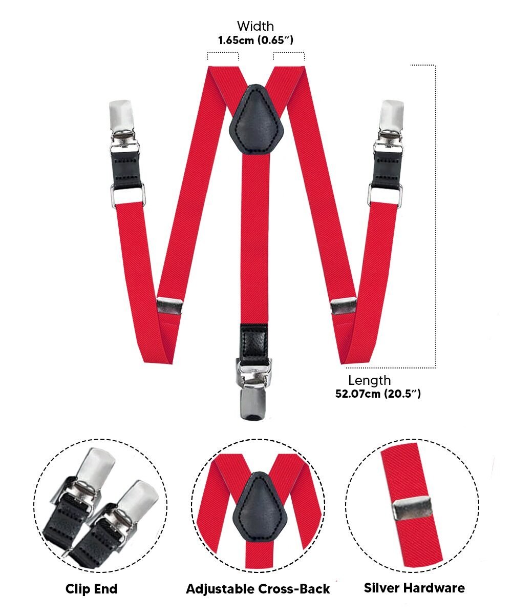 Vittorio Farina Boy's Clip End Suspender with Silver Hardware in Gift Box: 70% Polyester & 30% - Concordia Style Boutique