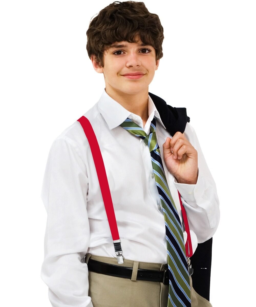 Vittorio Farina Boy's Clip End Suspender with Silver Hardware in Gift Box: 70% Polyester & 30% - Concordia Style Boutique