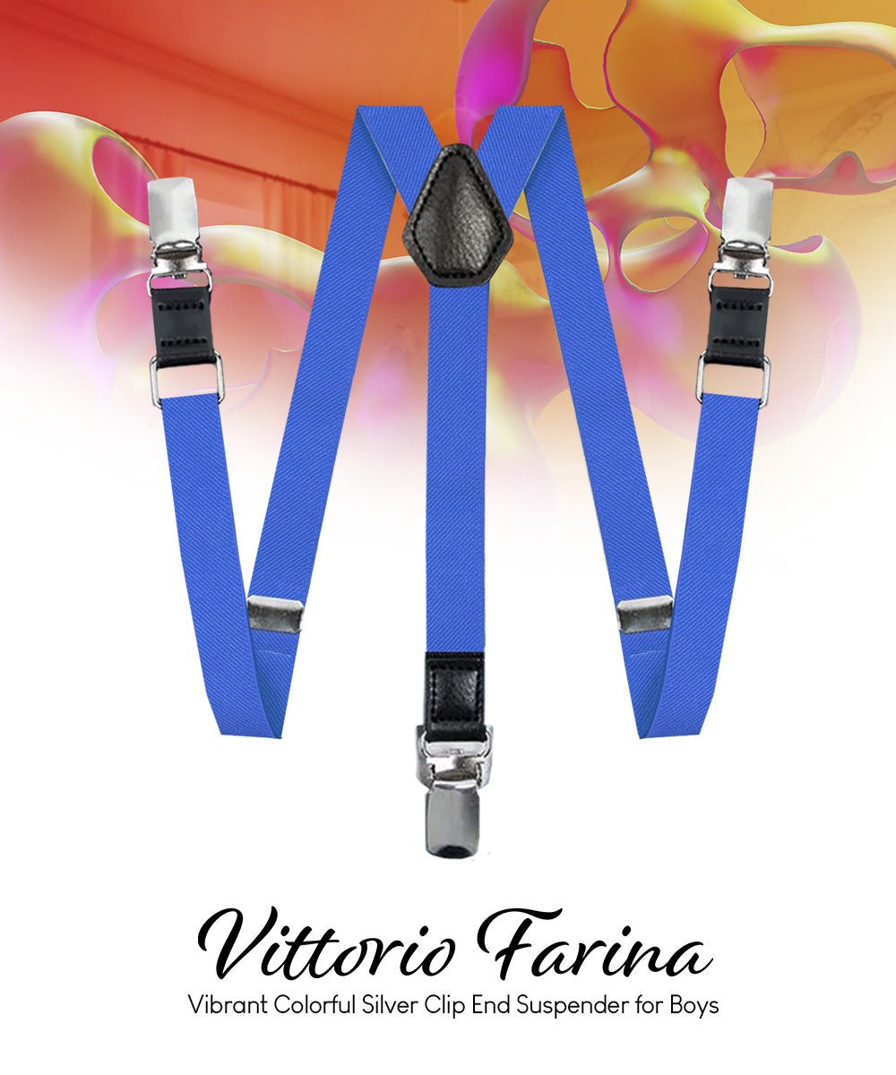 Vittorio Farina Boy's Clip End Suspender with Silver Hardware in Gift Box: 70% Polyester & 30% - Concordia Style Boutique