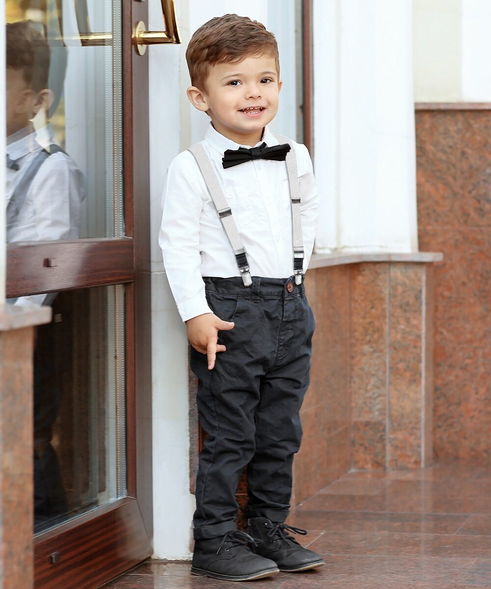 Vittorio Farina Boy's Clip End Suspender with Silver Hardware in Gift Box: 70% Polyester & 30% - Concordia Style Boutique