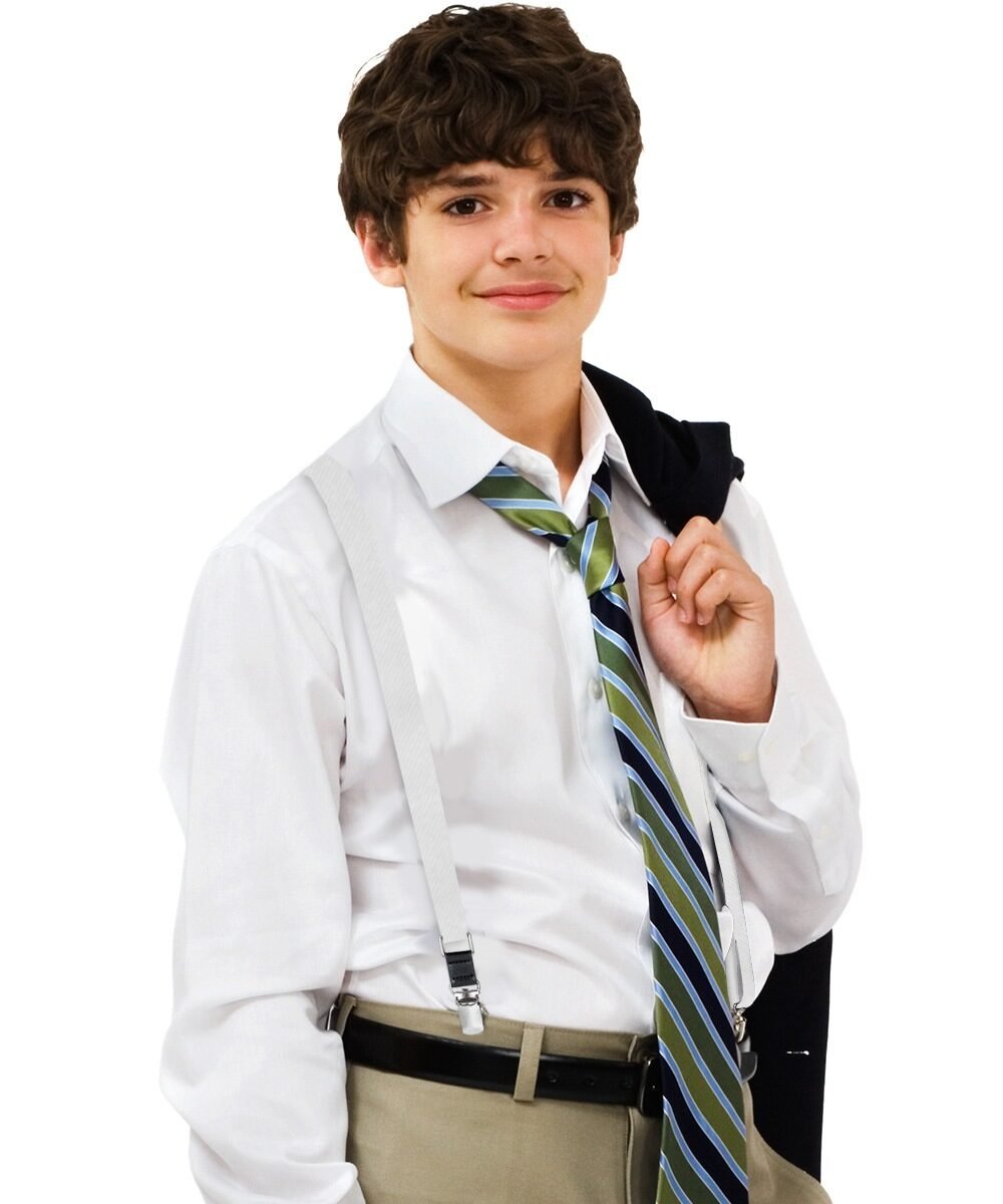 Vittorio Farina Boy's Clip End Suspender with Silver Hardware in Gift Box: 70% Polyester & 30% - Concordia Style Boutique