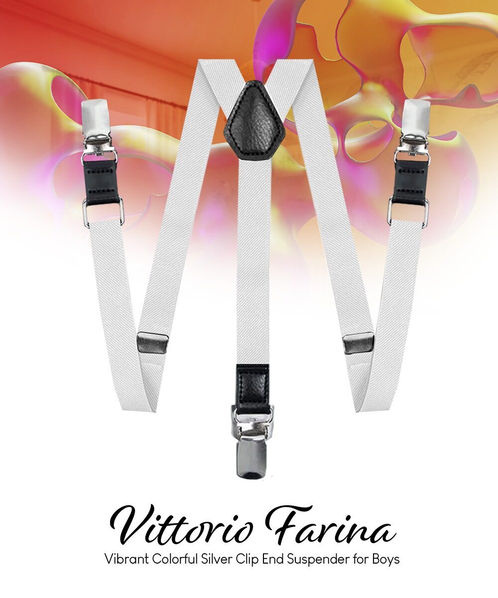 Vittorio Farina Boy's Clip End Suspender with Silver Hardware in Gift Box: 70% Polyester & 30% - Concordia Style Boutique