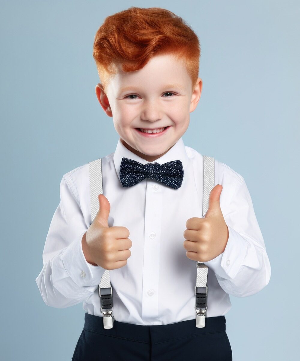 Vittorio Farina Boy's Clip End Suspender with Silver Hardware in Gift Box: 70% Polyester & 30% - Concordia Style Boutique