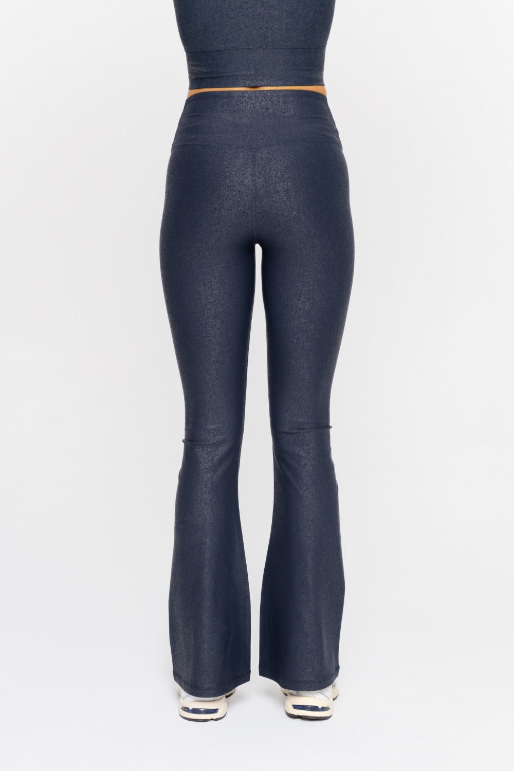 Luxe Edge Leather-Look Crossover Flare Leggings