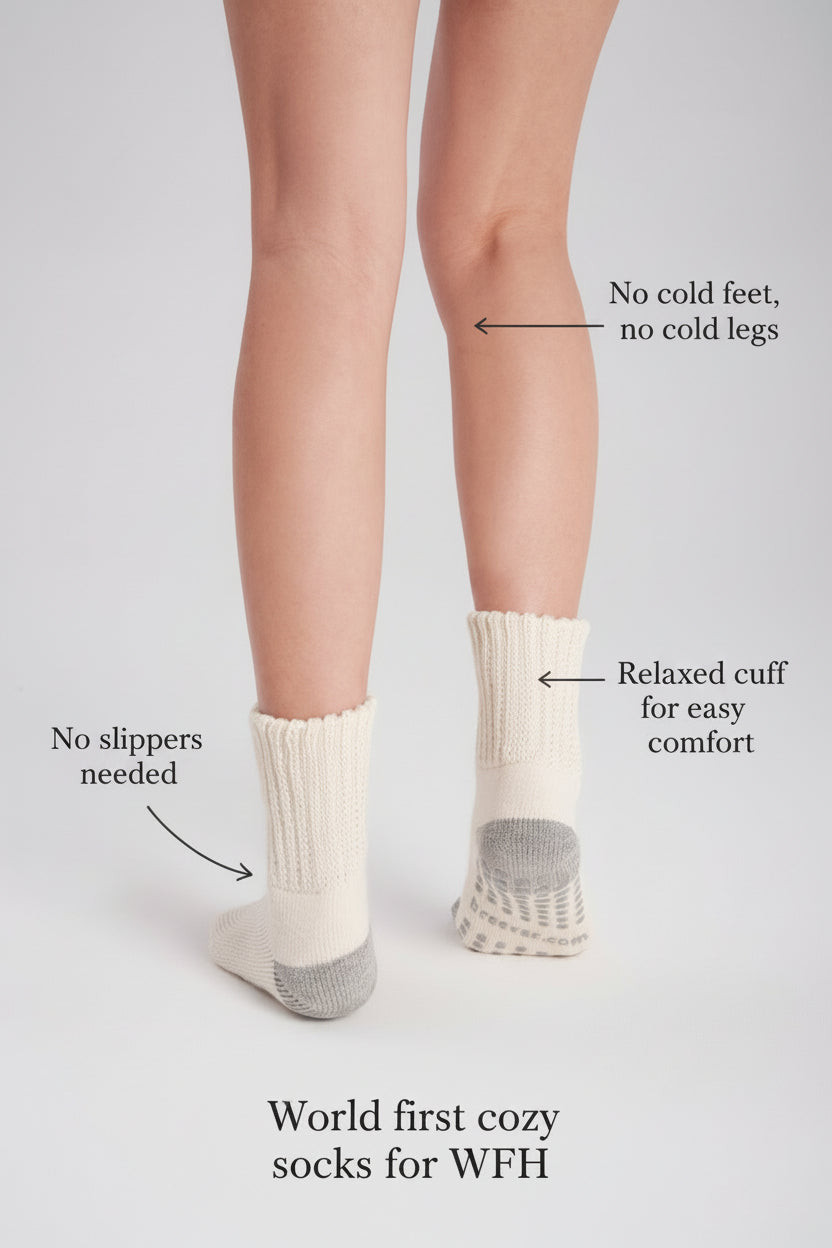 6-Pack Women's Work From Home Socks with Relaxed Cuff and Non-Slip Grip