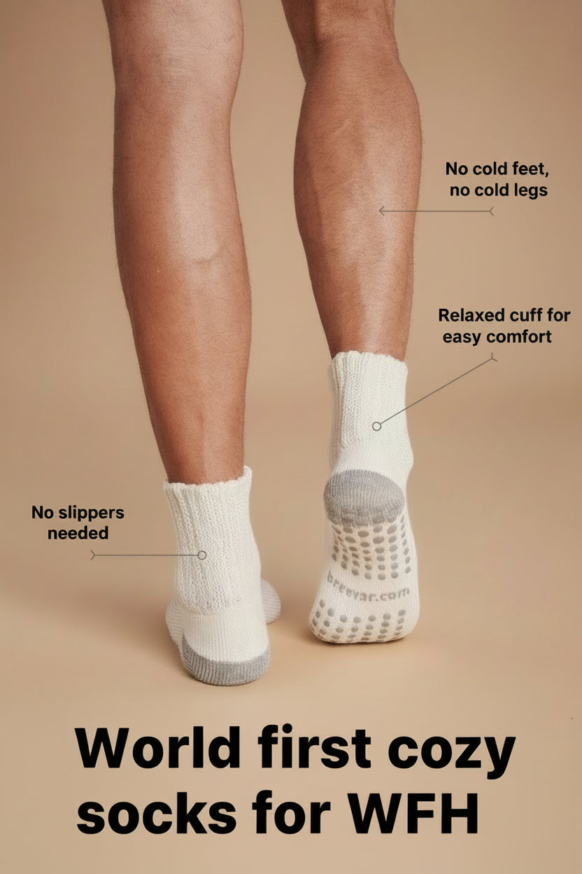 6-Pack Men's Work From Home Crew Socks with Relaxed Cuff and Non-Slip Grip