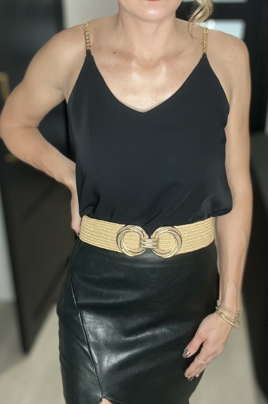 Metal Buckle Stretch Straw Belt -clearance - Concordia Style Boutique