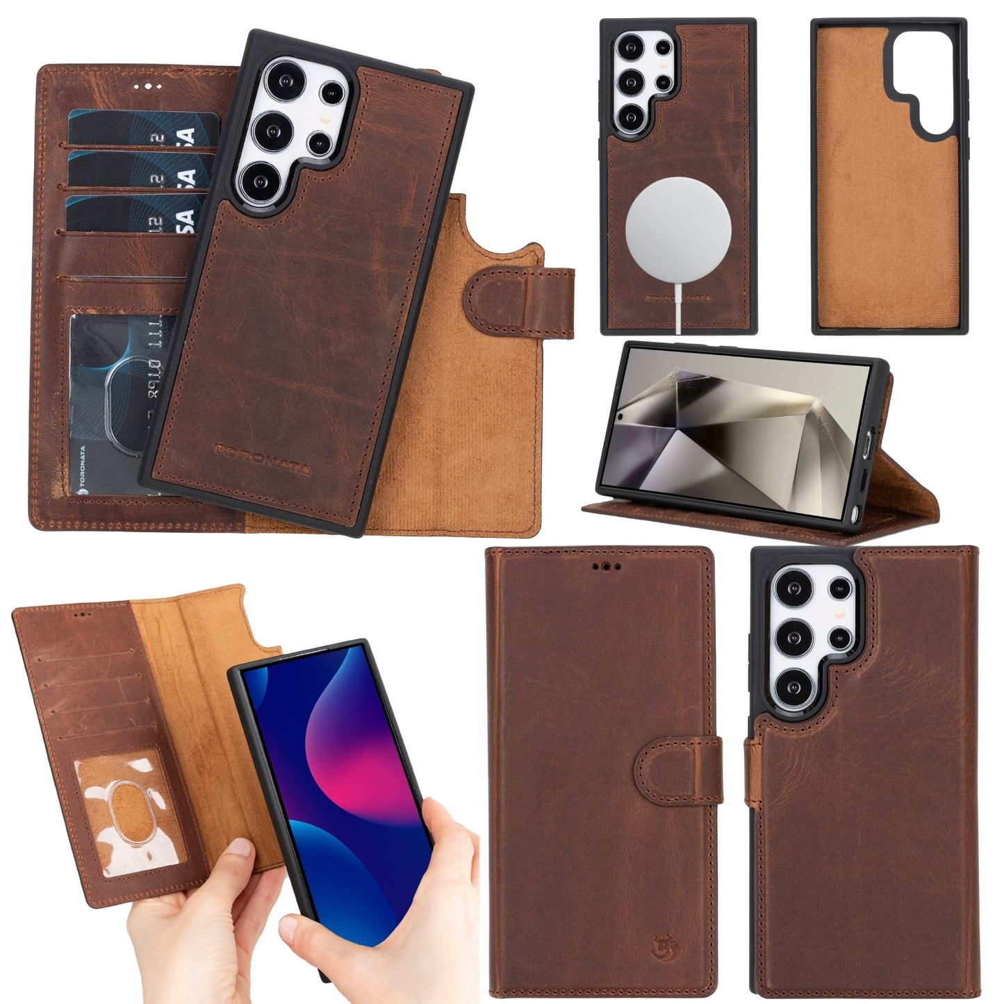 Buffalo Leather Samsung Galaxy S24 Ultra Wallet with Detachable Case - Concordia Style Boutique