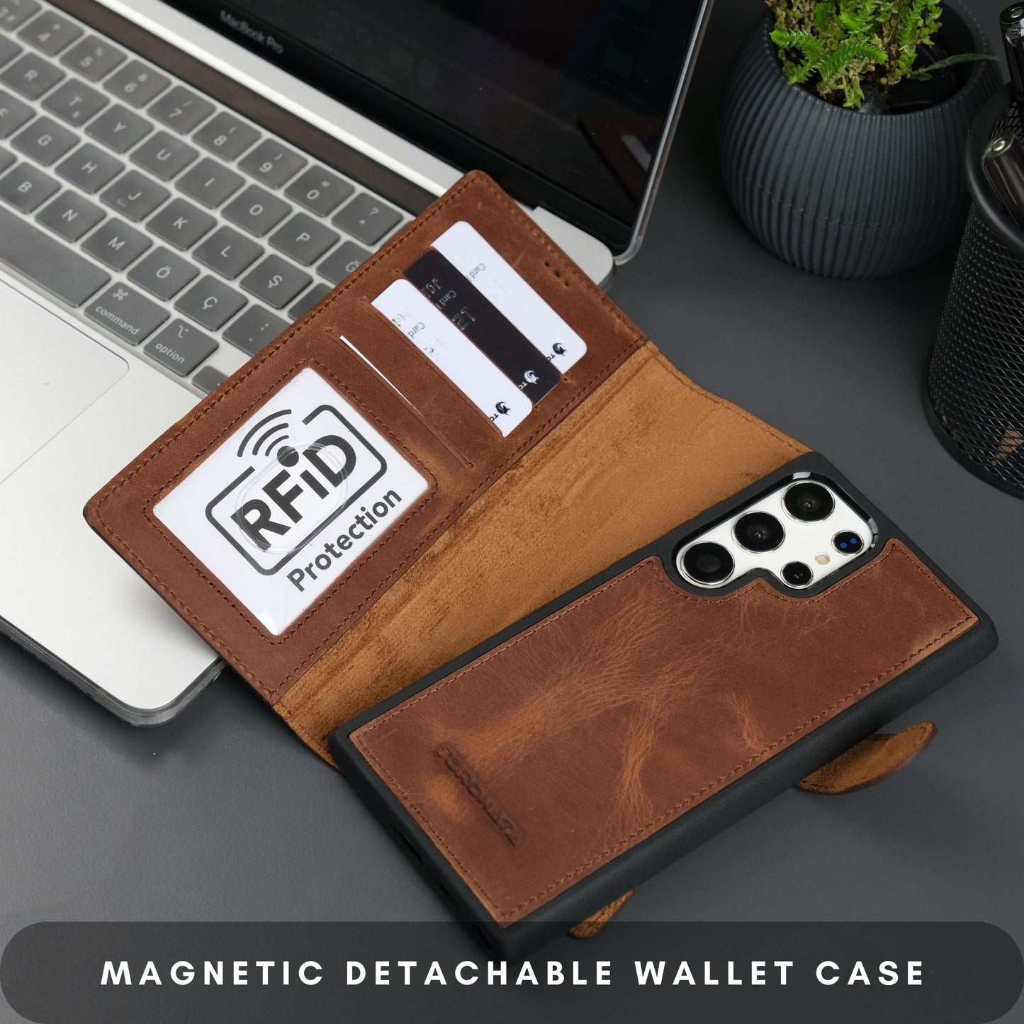 Buffalo Leather Samsung Galaxy S24 Ultra Wallet with Detachable Case - Concordia Style Boutique