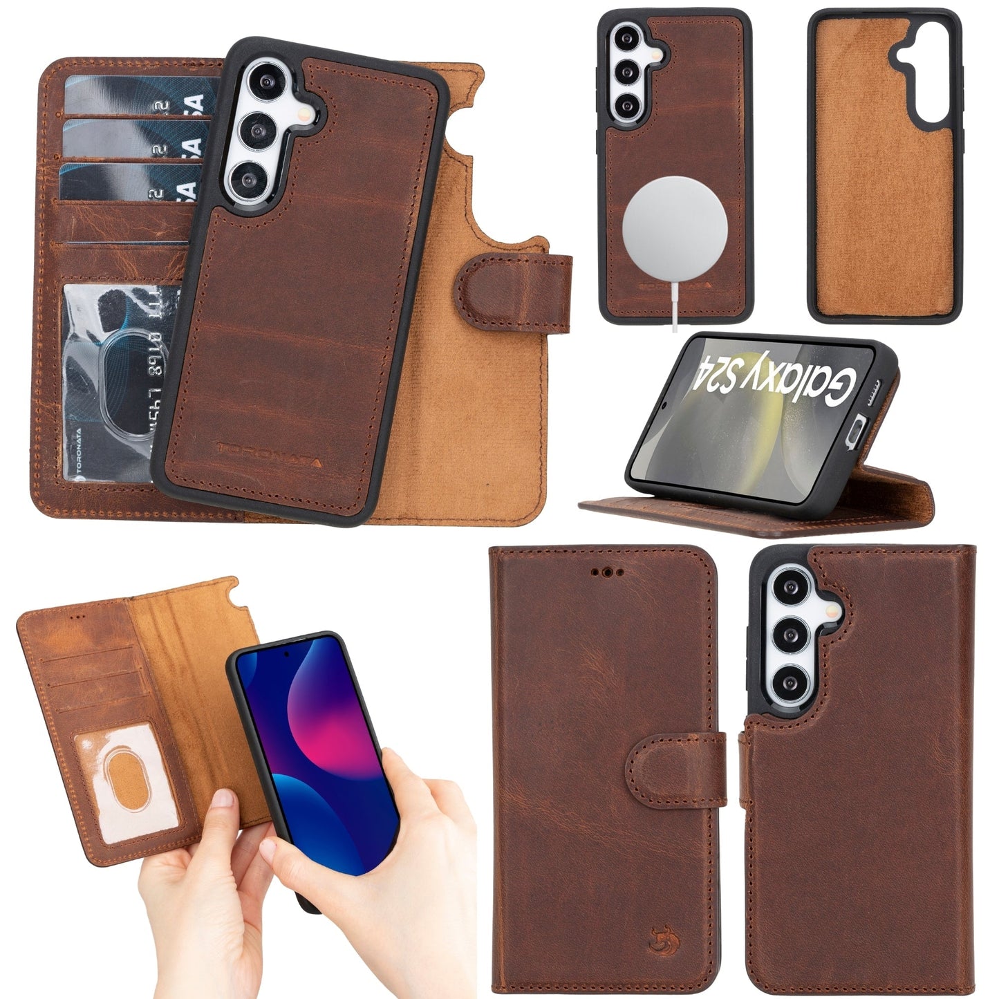 Buffalo Leather Samsung Galaxy S24 Wallet with Detachable Case - Concordia Style Boutique