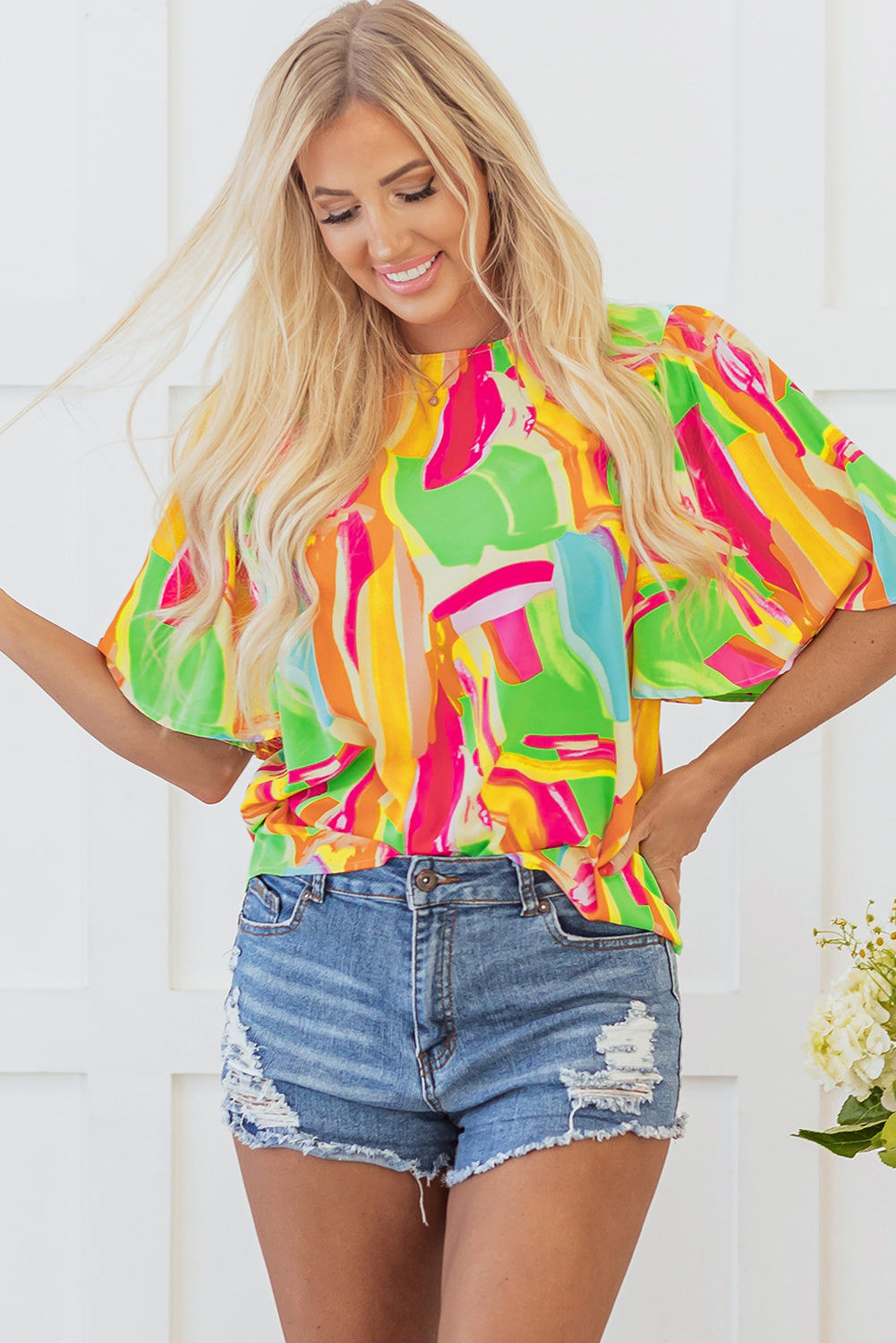 Angel Abstract Half Sleeve Blouse - Concordia Style Boutique