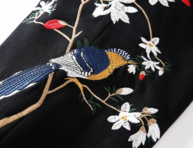 7046 Flowers Embroidery Joggers - Concordia Style Boutique