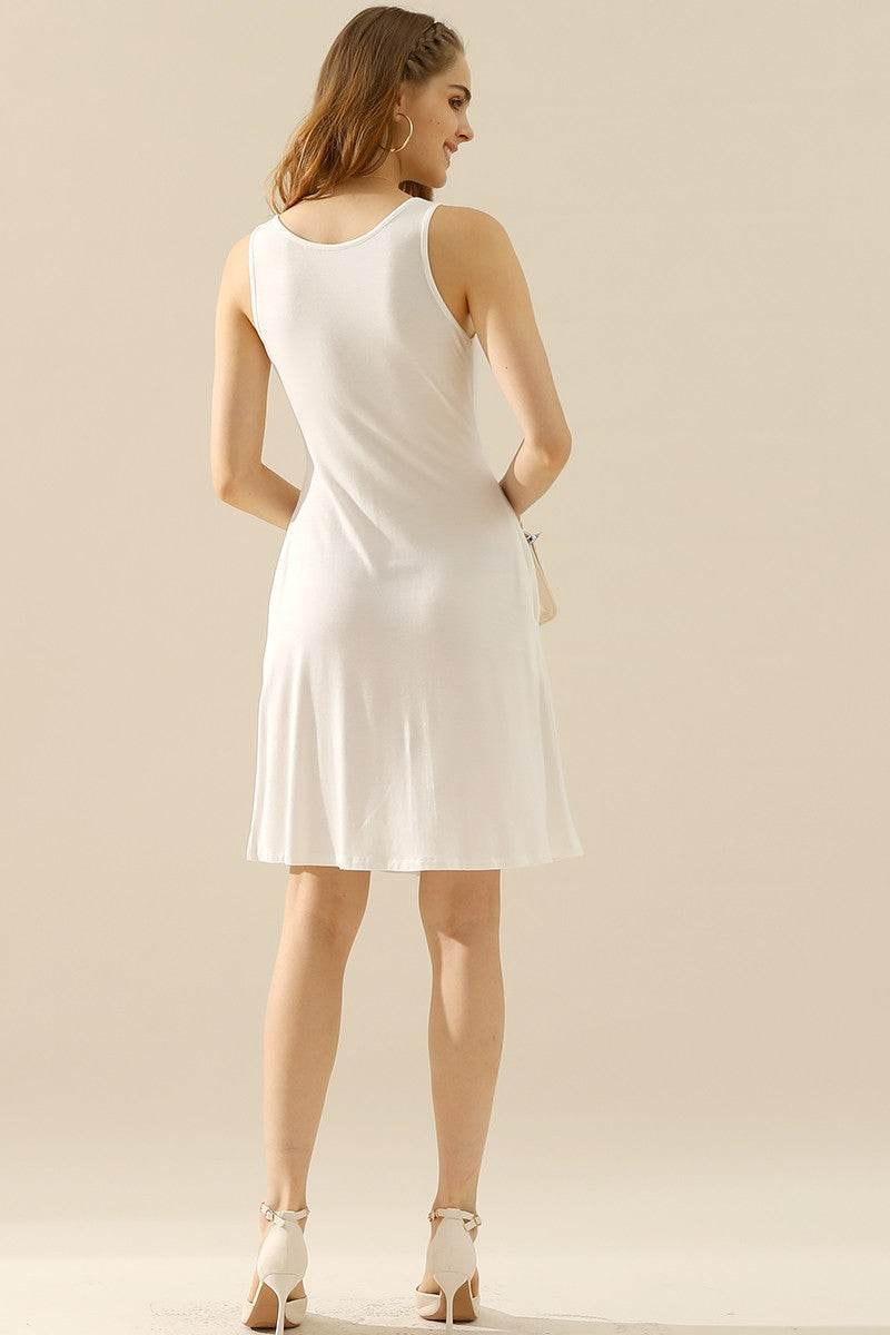 Doublju Full Size Round Neck Ruched Sleeveless Dress with Pockets - Concordia Style Boutique