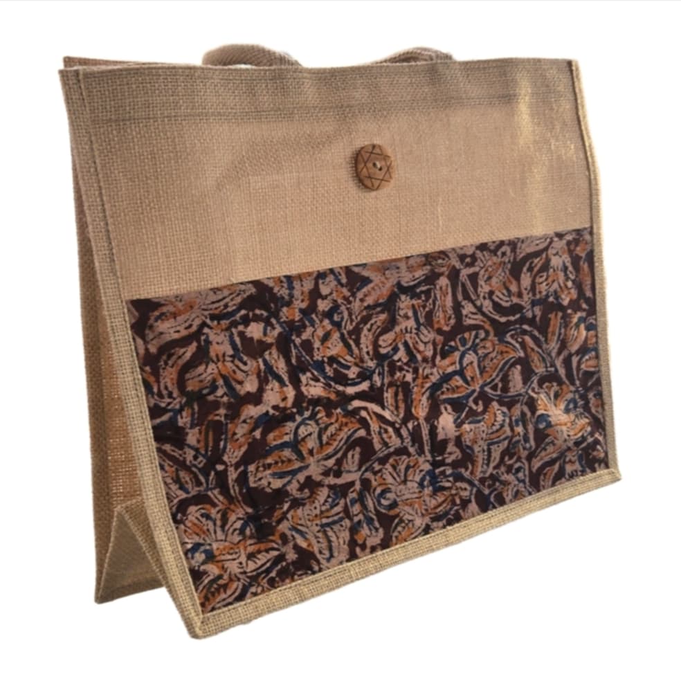 Vintage Style Jute Cotton Pocket Large Tote Shopping BAG Custom made