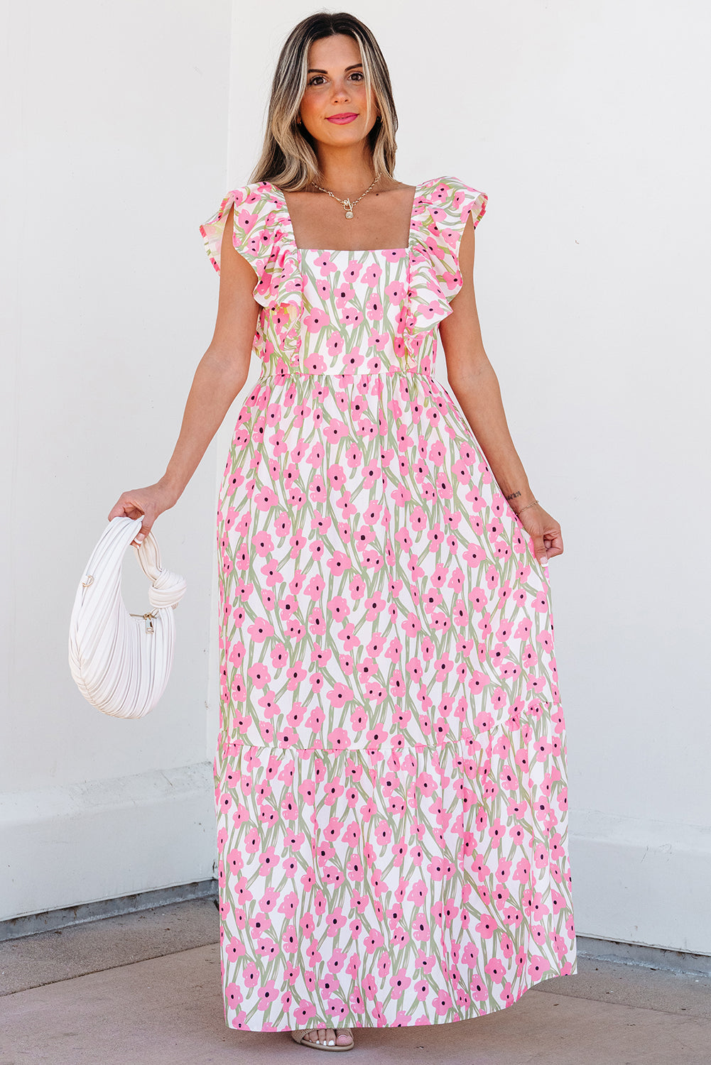 Angelica Floral Ruffled Strap Maxi Dress - Concordia Style Boutique