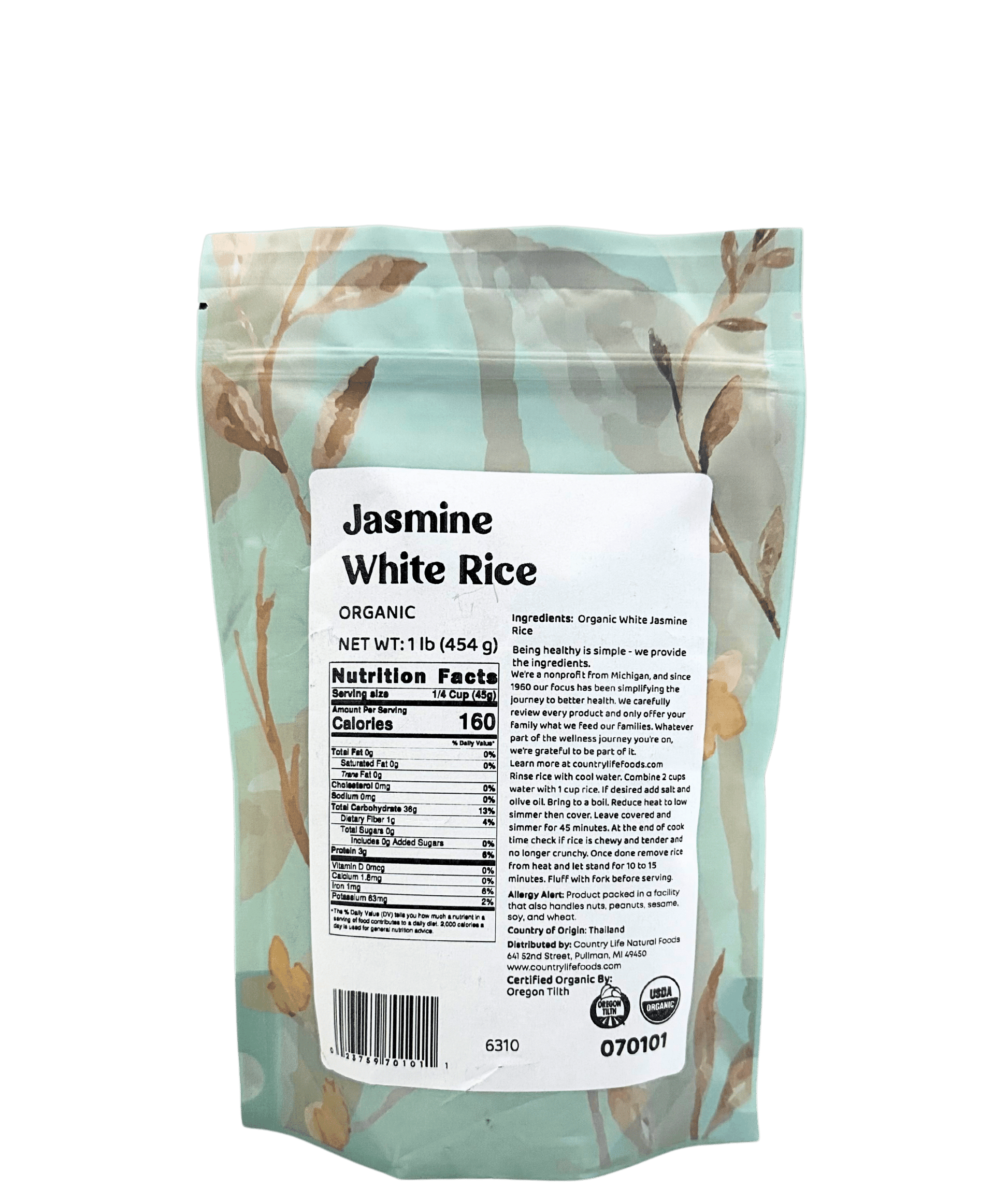Jasmine Rice, White, Organic - Concordia Style Boutique