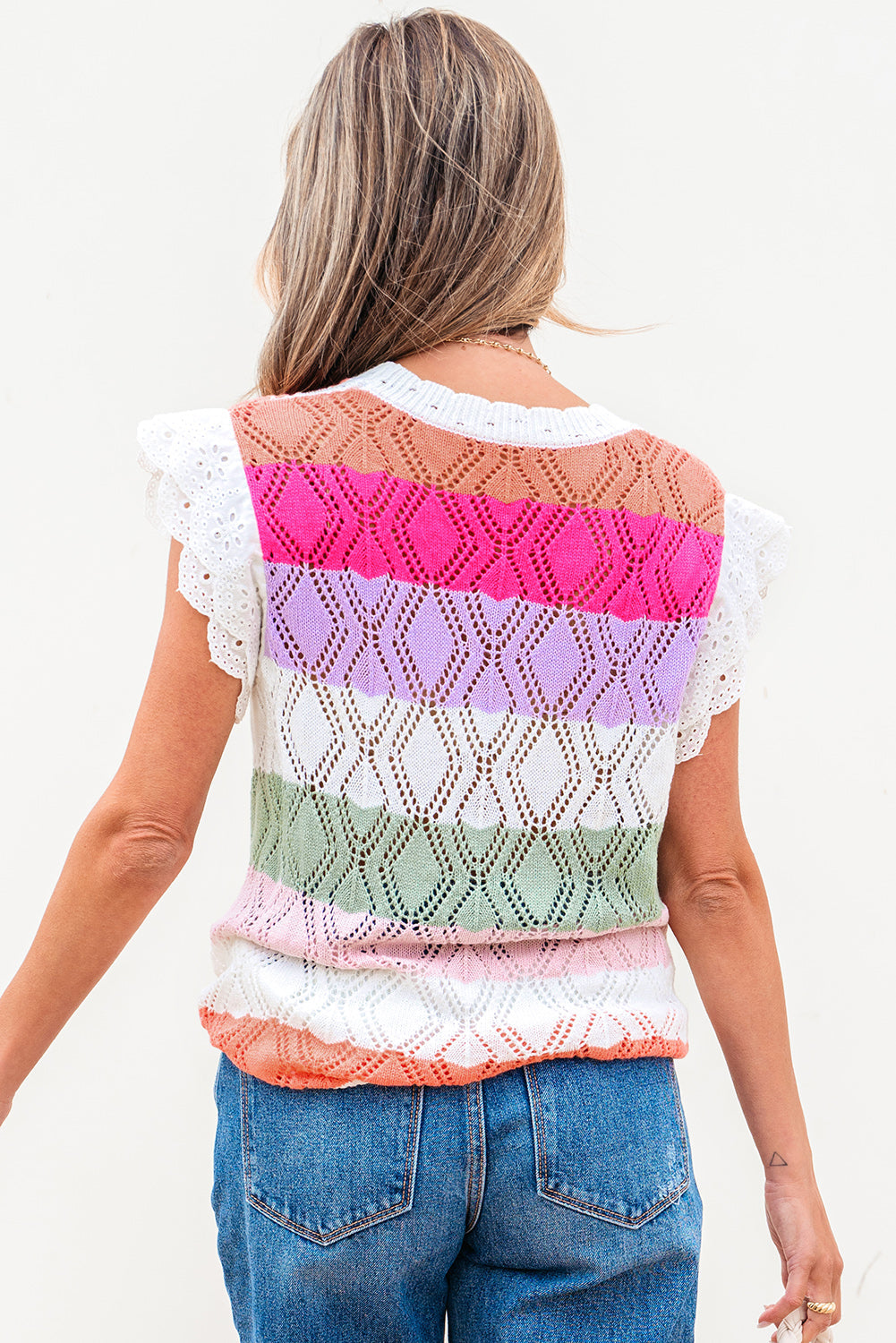 Alena Hollowed Knit Scallop Edge Sweater Vest - Concordia Style Boutique