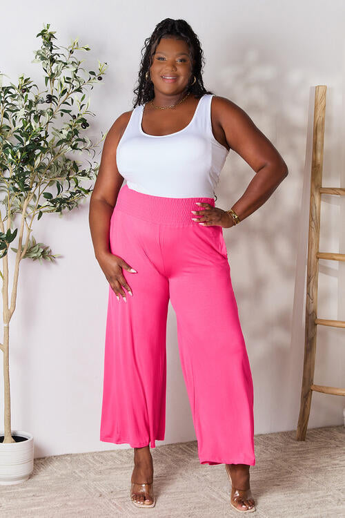 Double Take Full Size Smocked Wide Waistband Wide Leg Pants - Concordia Style Boutique