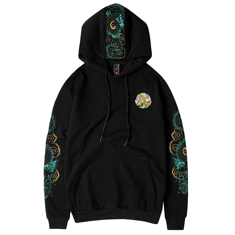 WSY340 Emerald Dragon Embroidery Hoodie - Concordia Style Boutique