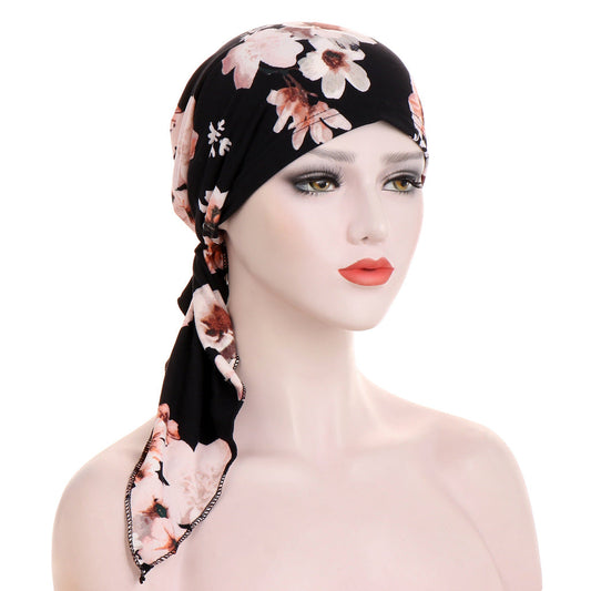 Curved Tail Turban Hat Flower Cloth Pullover - Premium head wrap from Concordia Style Boutique - Just $13.98! Shop now at Concordia Style Boutique